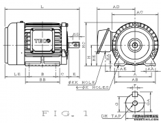 东元电机AEEFF3-1.5KW-4P 卧式 安装尺寸图