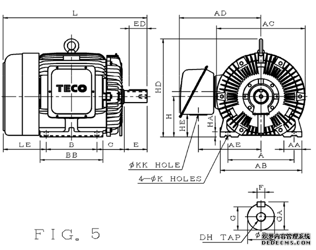 东元AEEF-90KW-4P卧式电机图纸